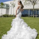 Puffy mermaid wedding dress with train