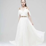 White evening dress with straps to the floor
