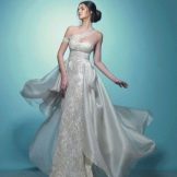 Evening dress white with asymmetry