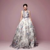 Fluffy printed chiffon dress