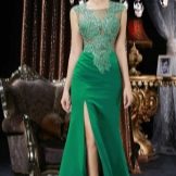 Green sheer evening dress