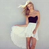 Asymmetric skirt bustier dress