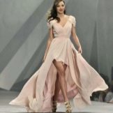 Asymmetric dress with train