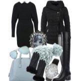 Suiting dress and accessories for women with a pear figure