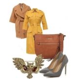 Safari dress and accessories for women with a slim column figure