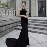 Dress with a train in spring black