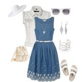 White accessories for a denim dress