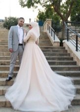 Lush wedding dress with a train