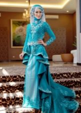Turquoise muslim wedding dress