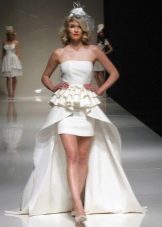 Sheath wedding dress with a false train