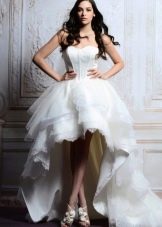 Lush short wedding dress with a long train