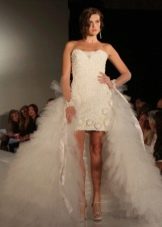 Sheath wedding dress with detachable skirt