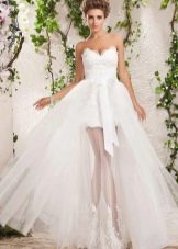 Short wedding dress with detachable skirt