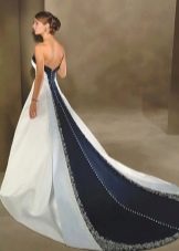 Wedding lush dress with a train with a blue insert