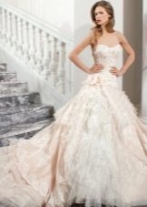 Wedding color fluffy dress with a train