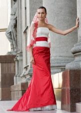 Wedding dress with red skirt and belt from Edelweis Fashion Group