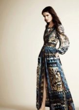 Blue and beige evening dress