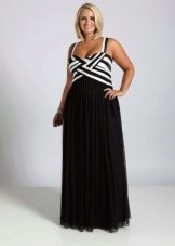 Empire evening dress for full black and white