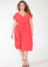Summer evening dress for overweight coral