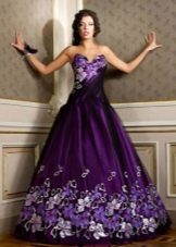 Violet color evening dress