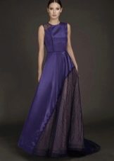 Evening blue dress with inserts