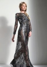 Evening dress on the floor lace black