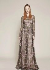 Floor-length evening dress with floral print