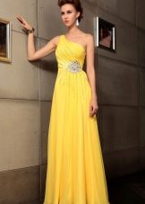 Greek style evening dress yellow
