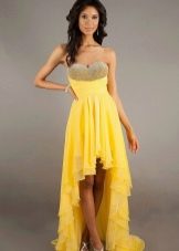 Evening yellow dress short in front, long in back