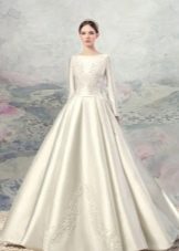 Satin wedding dress with embroidery