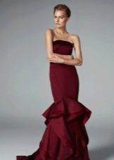 burgundy evening dress mermaid