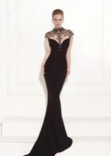 Evening dress with illusion neckline