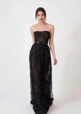 Lace See-Through Evening Black Dress