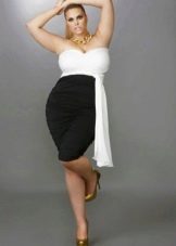 White and black evening dress for the fat