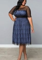 Double Layer Blue and Black Short Evening Dress for Fat