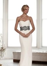 Wedding white dress with black sash