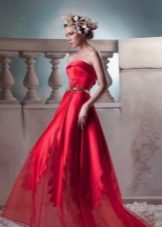 Red evening dress long