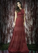 Lace red dress to the floor