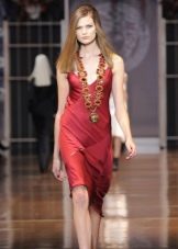 Red dress in linen style short