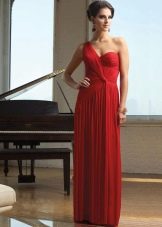 Red one shoulder evening dress