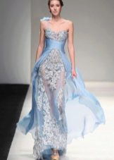 Light lace evening dress blue