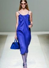 Evening dress in linen style blue