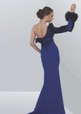 Blue open back evening dress
