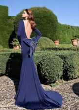 Blue Full Back Evening Dress