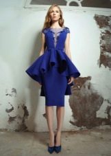 blue evening dress with peplum midi