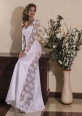 Straight wedding dress with lace insert