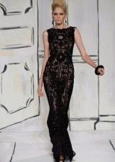 Floor-length dress knitted with Irish lace