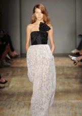 Evening dress with lace skirt