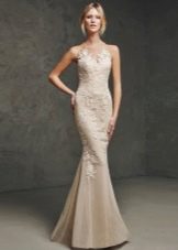 Pronovias beige lace mermaid dress