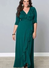 Evening knitted dress with a wrap for a wedding for the full